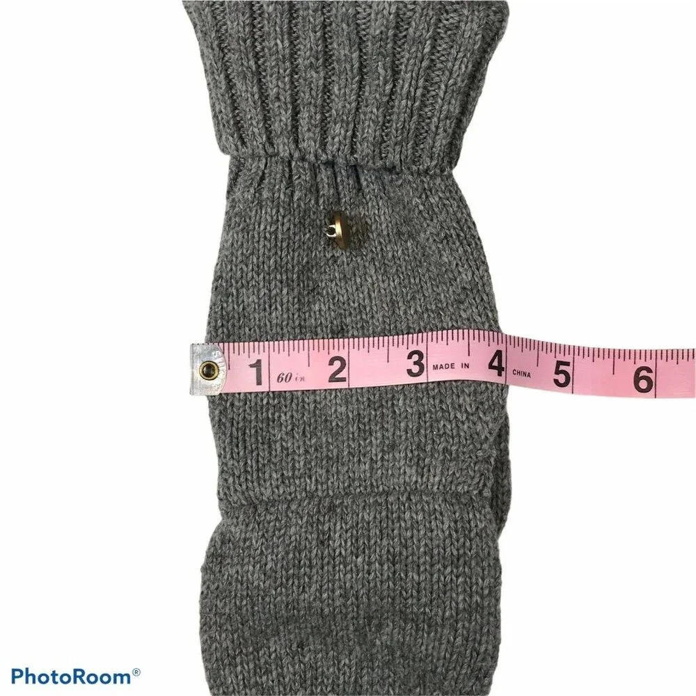 A New Day Womens One Size Mittens Convertible Fingerless Knit Grey New With Tags